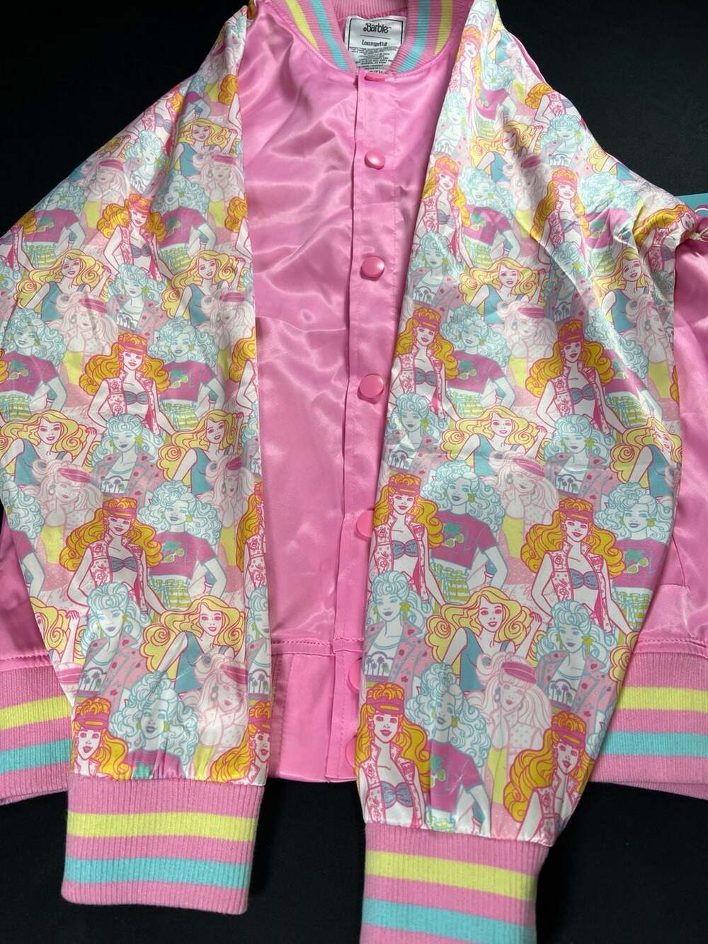 Loungefly Barbie 65th Anniversary Satin Varsity Bomber Jacket Size Medium - Picture 10 of 12